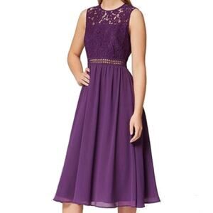 Truth & Fable Womens Lace Trim Midi Dress Size M Purple NWOT